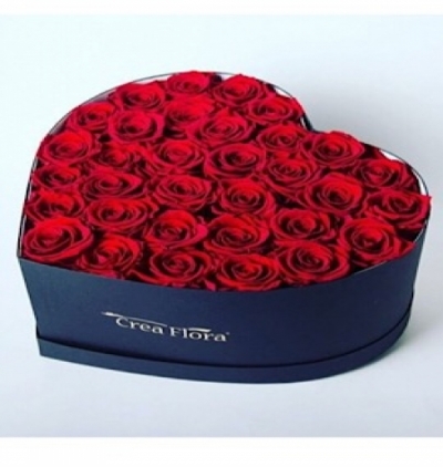kırmızı gül ve kır Çiçekleri Çiçeği & Ürünü Kalp Kutuda 35 Adet Kırmızı Gül 