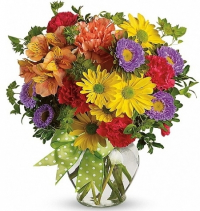  Kemer Çiçek Siparişi Vazoda ithal Renkli Kır Çiçekleri